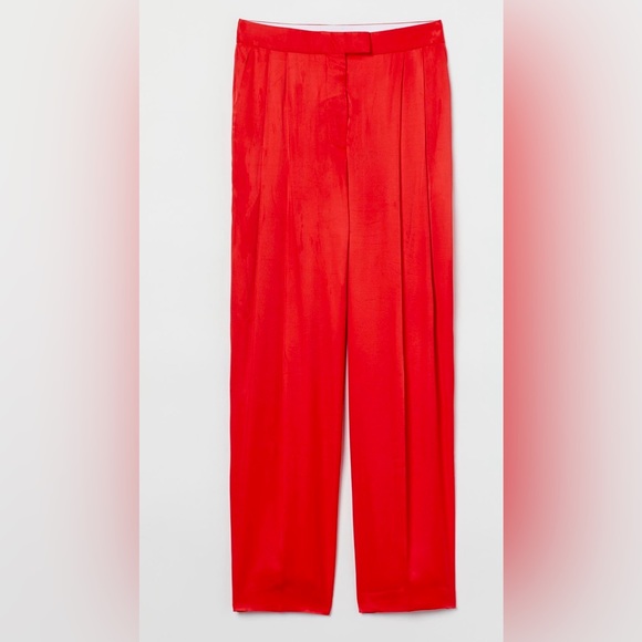 Bright Red Pants with shine and Sheen. High waist - Picture 1 of 3